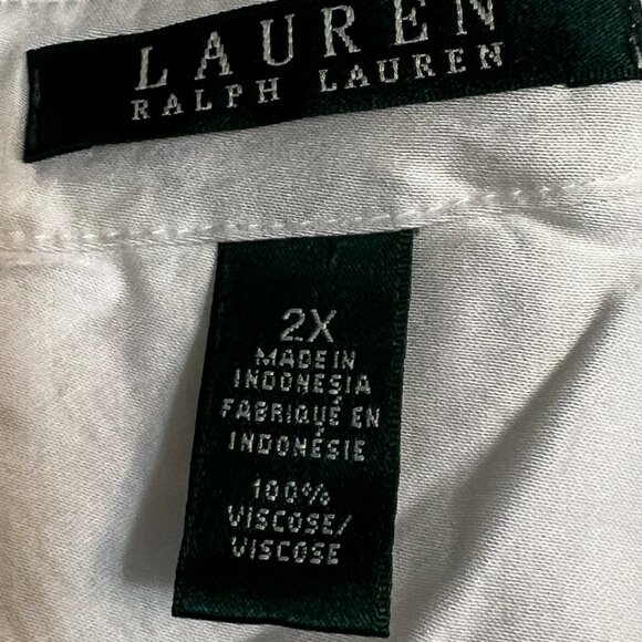 Lauren Ralph Lauren Ivory Satin Blouse 2X Button Front Long Sleeve 100% Viscose - Picture 5 of 9